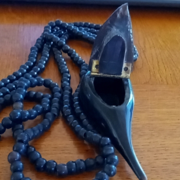 Carved Parrot Necklace with Hinged Compartment - Picture 3 of 9